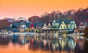 Boathouse Row in Philadelphia at sunset—representing the city’s historic properties where ALTA surveys help uncover zoning and boundary issues.
