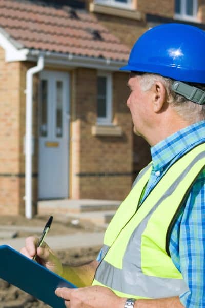 Property survey inspection of residential land use by a field surveyor
