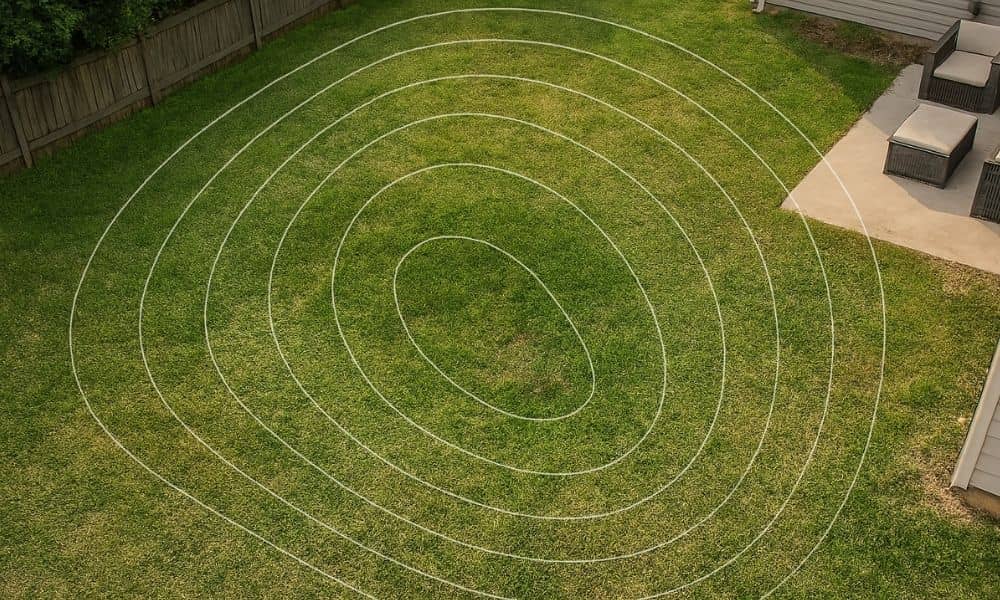 Backyard with subtle contour lines showing how LiDAR mapping helps reveal elevation changes and early drainage problems