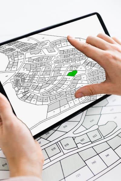 Digital property boundary map showing lot lines and parcel layout for a plat of survey